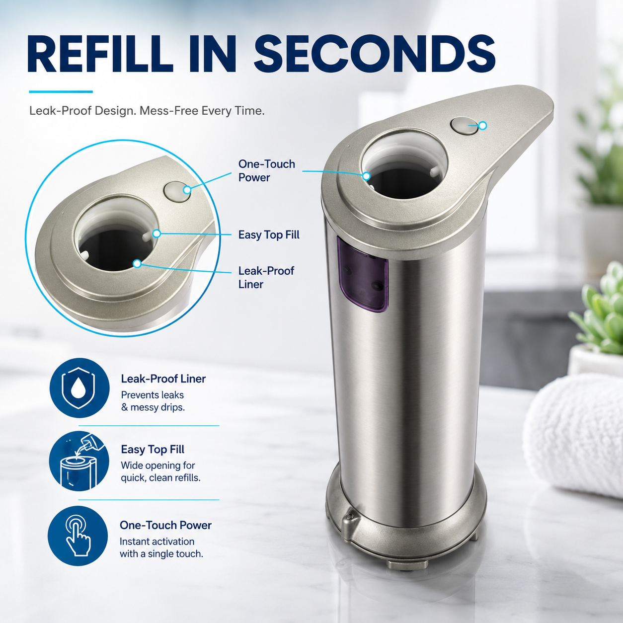 Dispensador Automático de Jabón INOX Premium