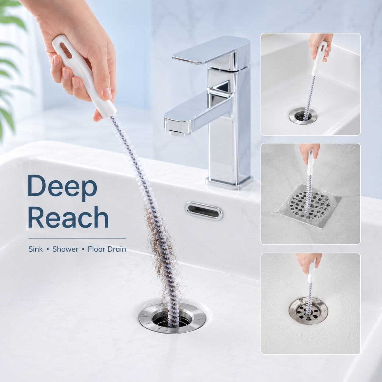 Cepillo Desatascador Flexible para Desagües