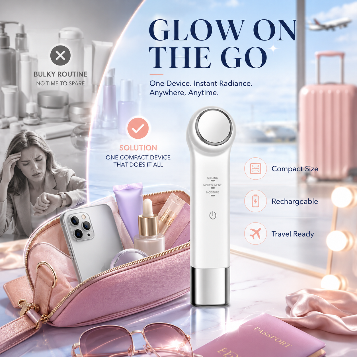 Masajeador Facial Ultrasónico Glow Pro