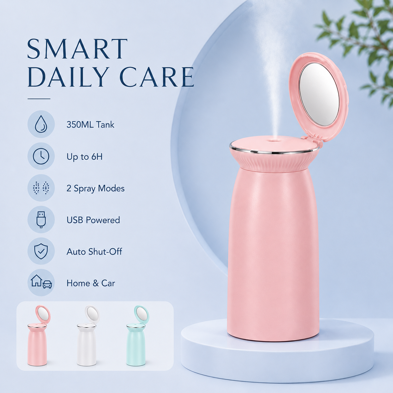 Humidificador Shell Glam con Espejo Integrado