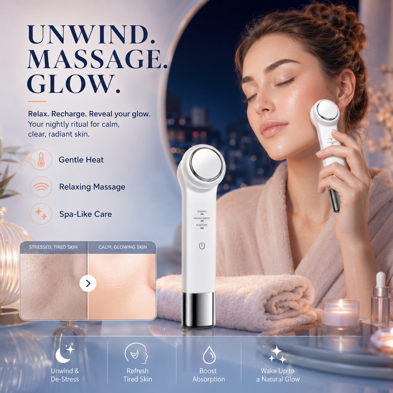 Masajeador Facial Ultrasónico Glow Pro